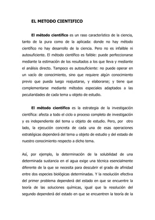 LA CIENCIA Y SU METODO