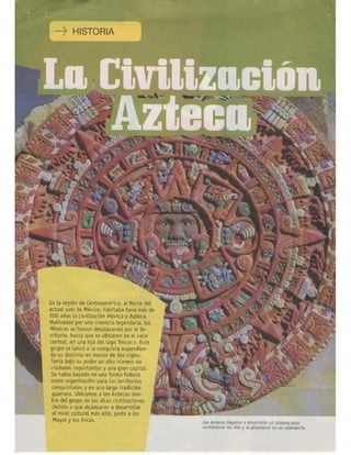 La civilización azteca y las manifestaciones artisticas de la antigua América, extracto revista el escolar