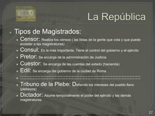 La MonarquíaEl primer rey fue Rómulo