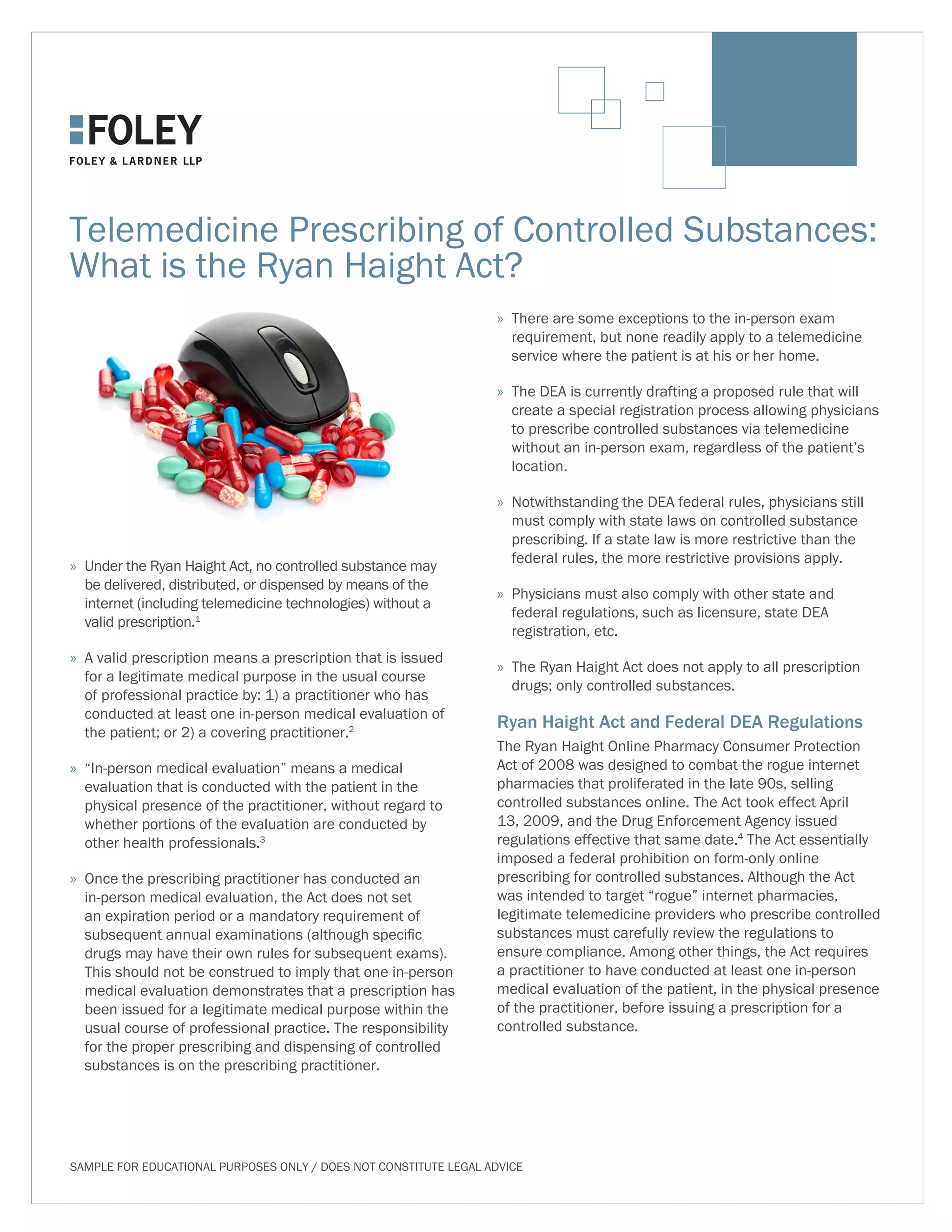 Telemedicine Business and Legal Considerations (handouts) | PDF