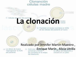 La clonación
Realizado por Jennifer Martín-Maestro ,
Enrique Marín , Alicia Utrilla
 