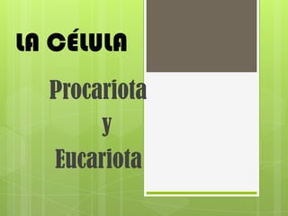 LA CÉLULA
Procariota
y
Eucariota
 