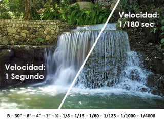 B – 30” – 8” – 4” – 1” – ½ - 1/8 – 1/15 – 1/60 – 1/125 – 1/1000 – 1/4000
 