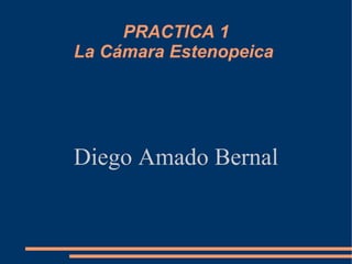 PRACTICA 1
La Cámara Estenopeica




Diego Amado Bernal
 