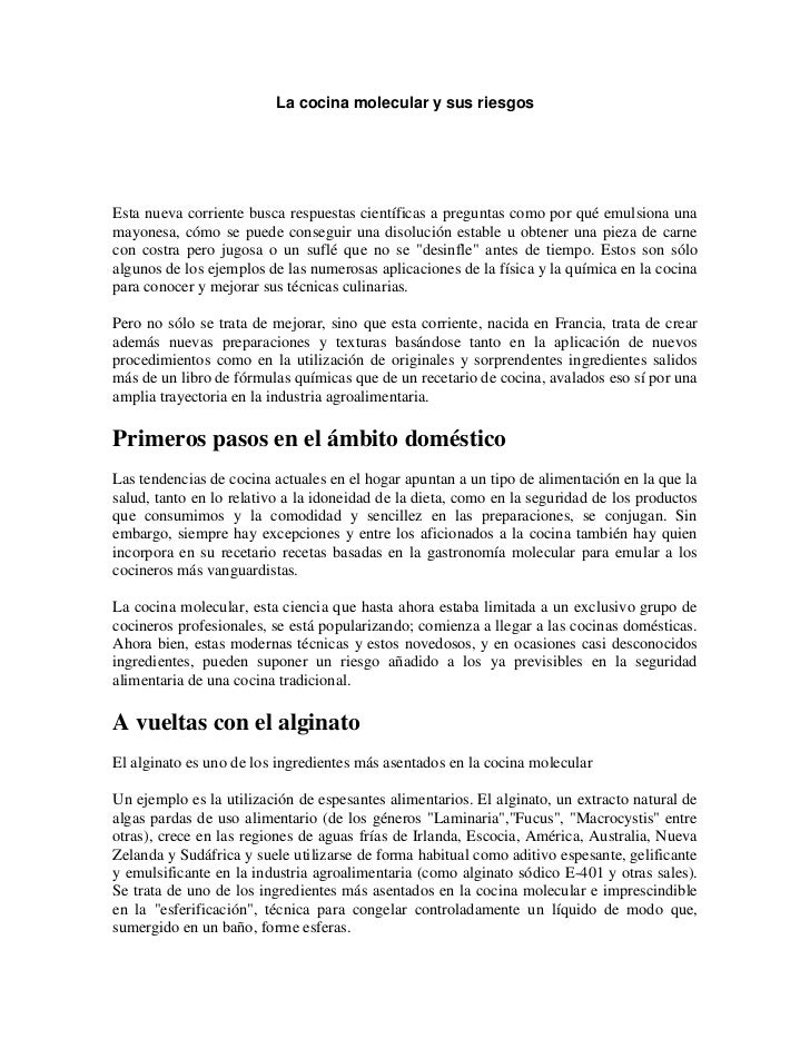 preguntas cientificas y sus respuestas la cocina molecular y sus riesgos preguntas cientificas y sus respuestas la cocina molecular y sus riesgos