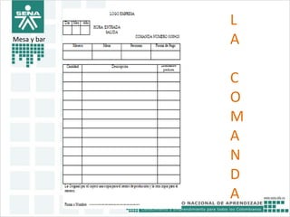 Mesa y bar 
L 
A 
C 
O 
M 
A 
N 
D 
A 
 