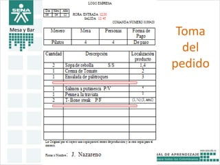 Toma 
del 
pedido 
Mesa y Bar 
 