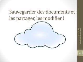 Sauvegarder des documents et
les partager, les modifier !
NawelGuellal
CommunicationAssociative
58
 
