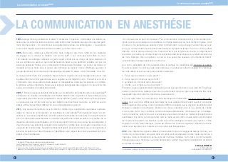 La communication en anesthésie.