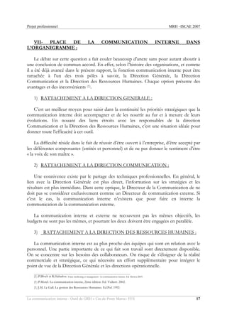 La communication interne. outil de gestion des ressources humaines.cas ...