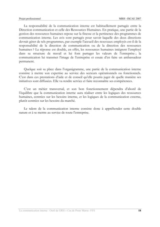 La communication interne. outil de gestion des ressources humaines.cas ...