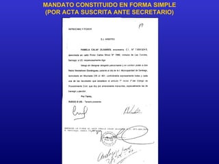 MANDATO CONSTITUIDO EN FORMA SIMPLE
(POR ACTA SUSCRITA ANTE SECRETARIO)
 