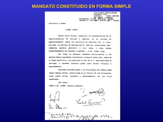 MANDATO CONSTITUIDO EN FORMA SIMPLE
 