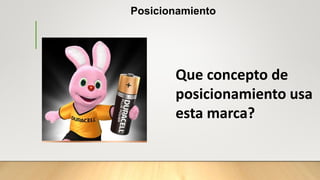 Posicionamiento
Que concepto de
posicionamiento usa
esta marca?
 