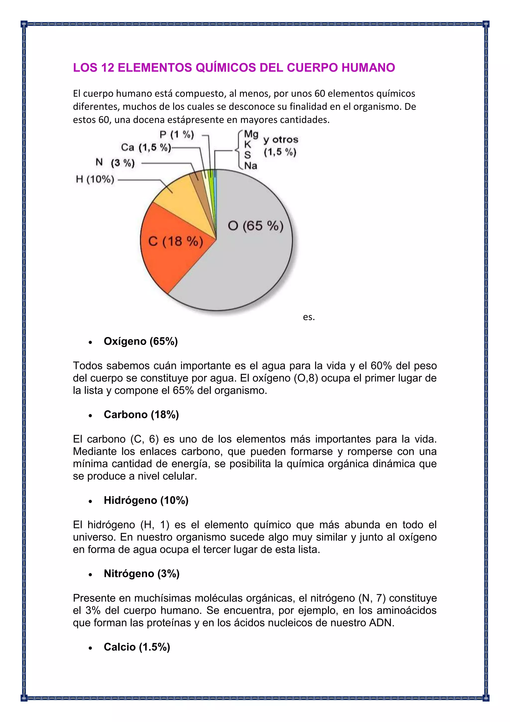 La composicion quimica del cuerpo humano | PDF