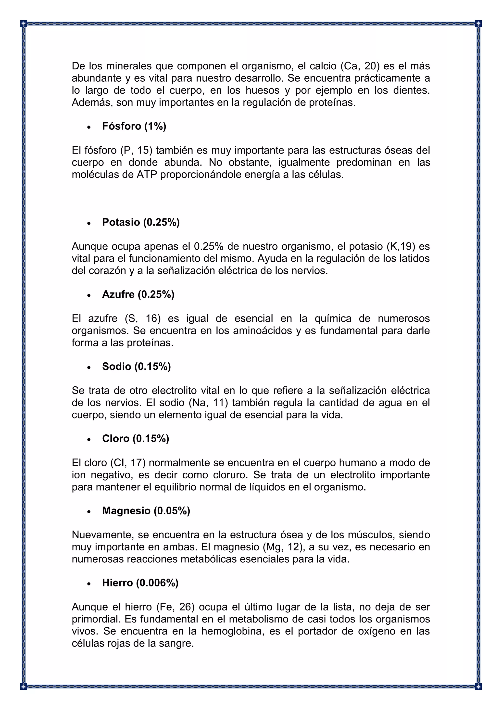 La composicion quimica del cuerpo humano | PDF