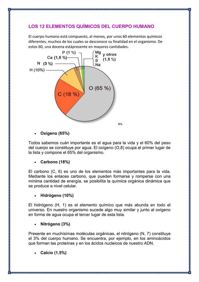 La composicion quimica del cuerpo humano | PDF