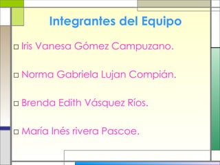 Integrantes del Equipo ,[object Object],[object Object],[object Object],[object Object]