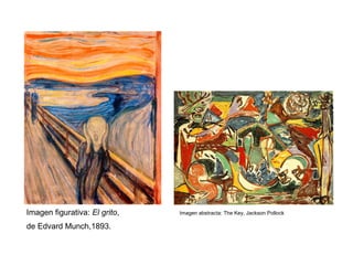 Imagen abstracta: The Key, Jackson PollockImagen figurativa: El grito,
de Edvard Munch,1893.
 