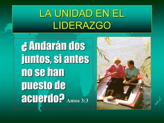LA UNIDAD EN EL LIDERAZGO¿Andarán dos juntos, si antes no se han puesto de acuerdo?Amos 3:3 NIVELES DE LA COMUNICACIÓN CONVERSAR (El más pobre)
