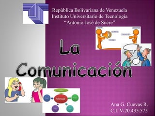 República Bolivariana de Venezuela
Instituto Universitario de Tecnología
“Antonio José de Sucre”
Ana G. Cuevas R.
C.I. V-20.435.575
 