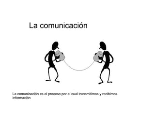 La comunicación La comunicación es el proceso por el cual transmitimos y recibimos información 