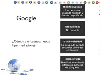 Google
• ¿Cómo se encuentran estas
hipermediaciones?
 