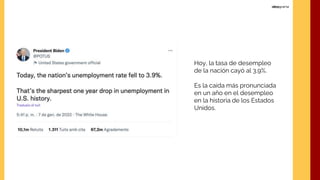 Hoy, la tasa de desempleo
de la nación cayó al 3,9%.
Es la caída más pronunciada
en un año en el desempleo
en la historia de los Estados
Unidos.
 