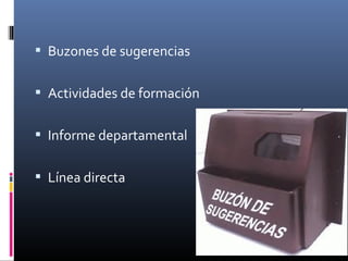  Buzones de sugerencias


 Actividades de formación


 Informe departamental


 Línea directa
 