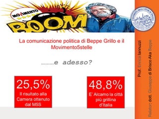 La comunicazione politica di Beppe Grillo e il
Movimento5stelle
………e adesso?
 