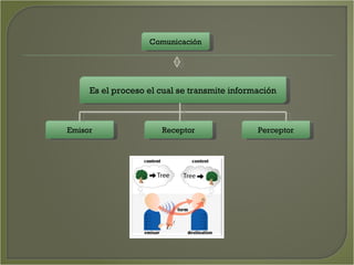 Comunicación Es el proceso el cual se transmite información Emisor Receptor Perceptor 