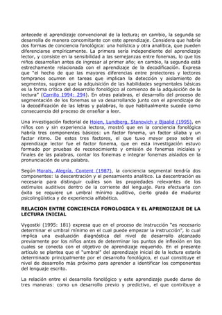 La conciencia fonologica como una zona de desarrollo proximo para el ...