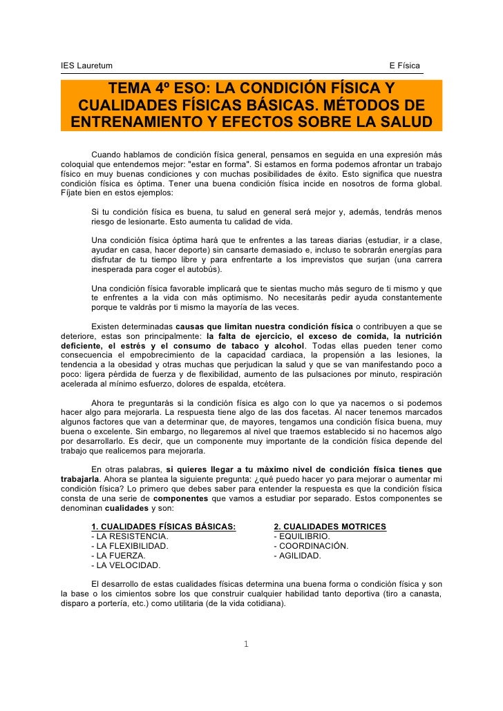La Condicion Fisica 4º Eso La Condicion Fisica 4º Eso