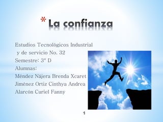 Estudios Tecnológicos Industrial
y de servicio No. 32
Semestre: 3° D
Alumnas:
Méndez Nájera Brenda Xcaret
Jiménez Ortiz Cinthya Andrea
Alarcón Curiel Fanny
*
1
 