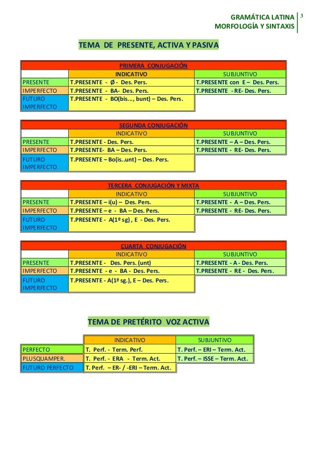 La conjugación verbal latina