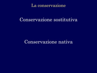 La conservazione 
Conservazione sostitutiva 
Conservazione nativa  
