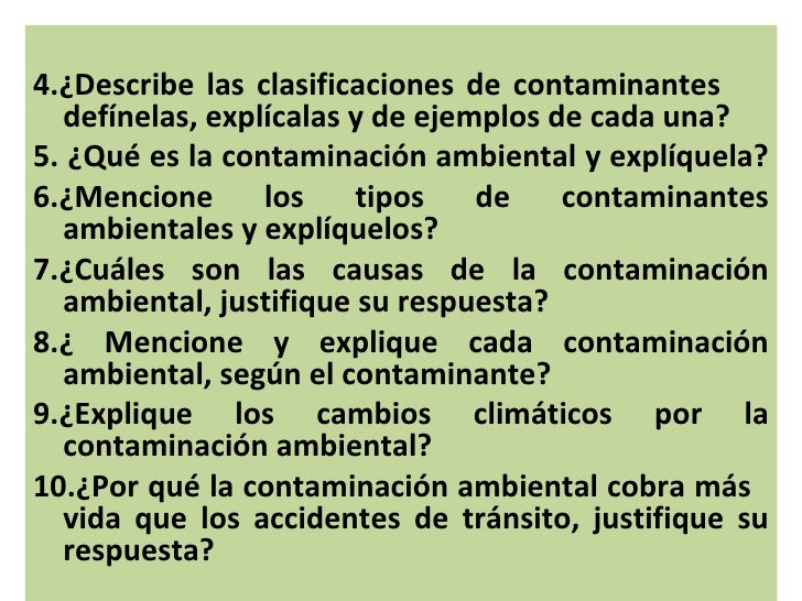 La contaminación ambiental