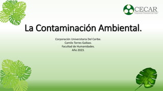 La Contaminación Ambiental.
Corporación Universitaria Del Caribe.
Camilo Torres Gaibao.
Facultad de Humanidades.
Año 2023.
 