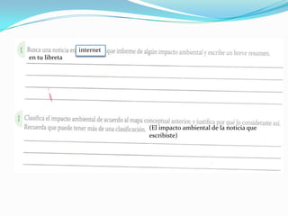 Actividad

internet

en tu libreta

(El impacto ambiental de la noticia que
escribiste)

 