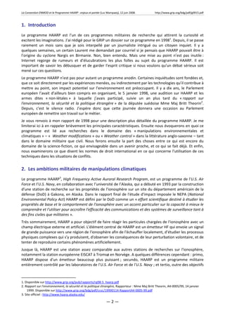 La Convention ENMOD et le Programme HAARP : enjeux et portée (Luc Mampaey), 12 juin 2008. http://www.grip.org/bdg/pdf/g091...