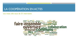 LA COOPÉRATION EN ACTES
Les mots clés issus de 31 interviews
 