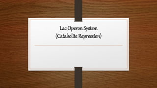 Lac Operon System
(Catabolite Repression)
 