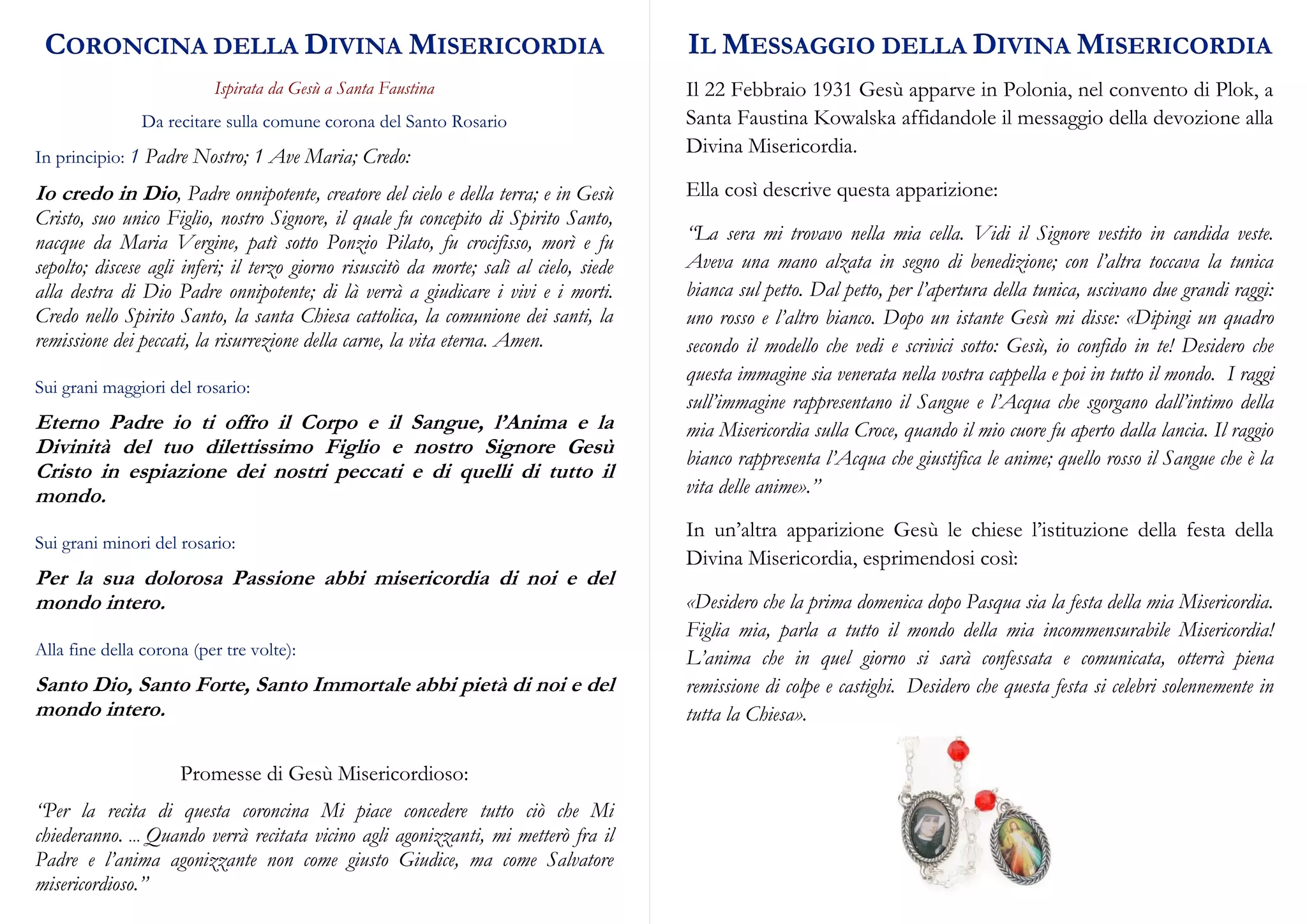 il rosario della divina misericordia