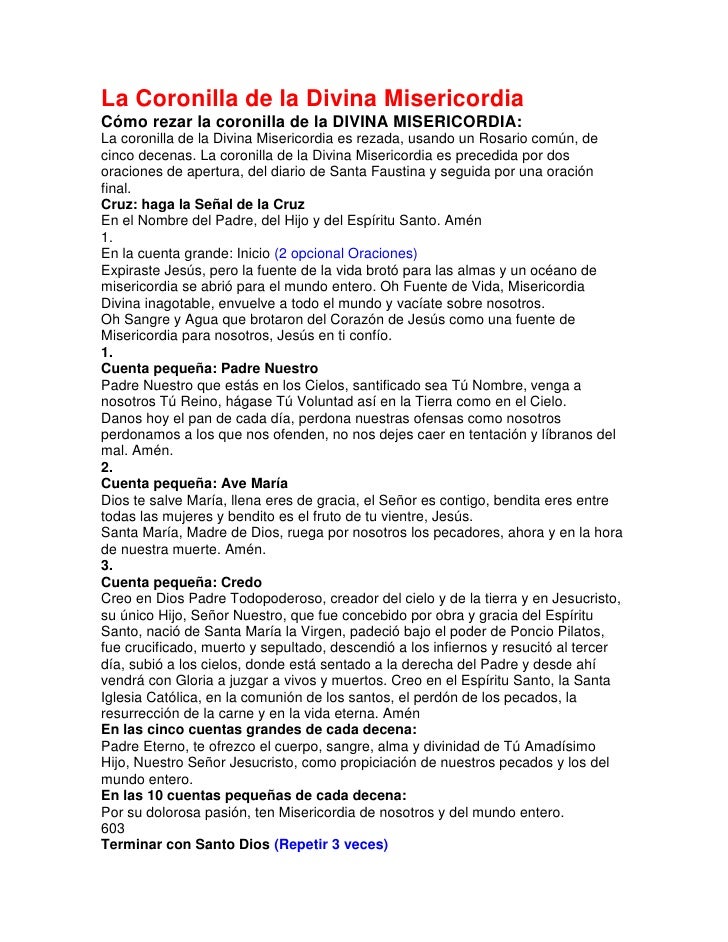 La Coronilla De La Divina Misericordia