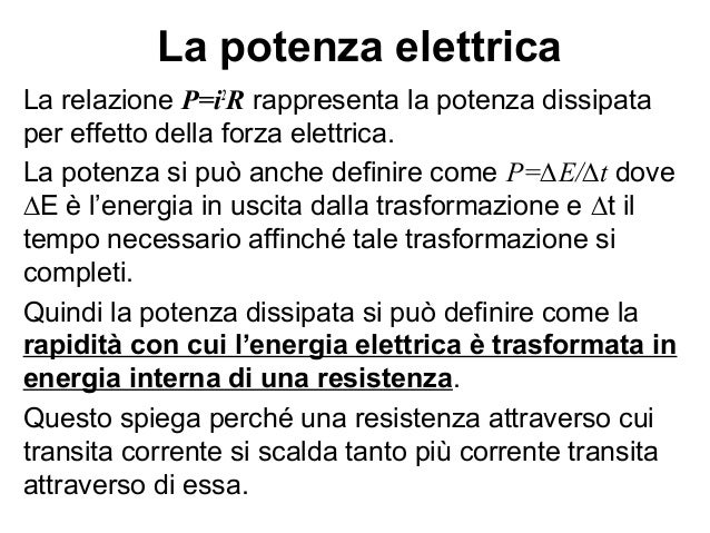 La corrente elettrica Definizione di energia elettrica