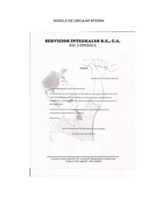 MODELO DE CIRCULAR INTERNA