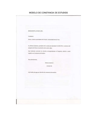 MODELO DE CONSTANCIA DE ESTUDIOS
 
