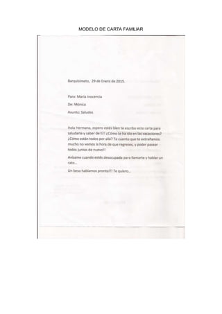 MODELO DE CARTA FAMILIAR
 