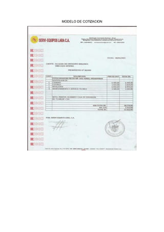 MODELO DE COTIZACION
 